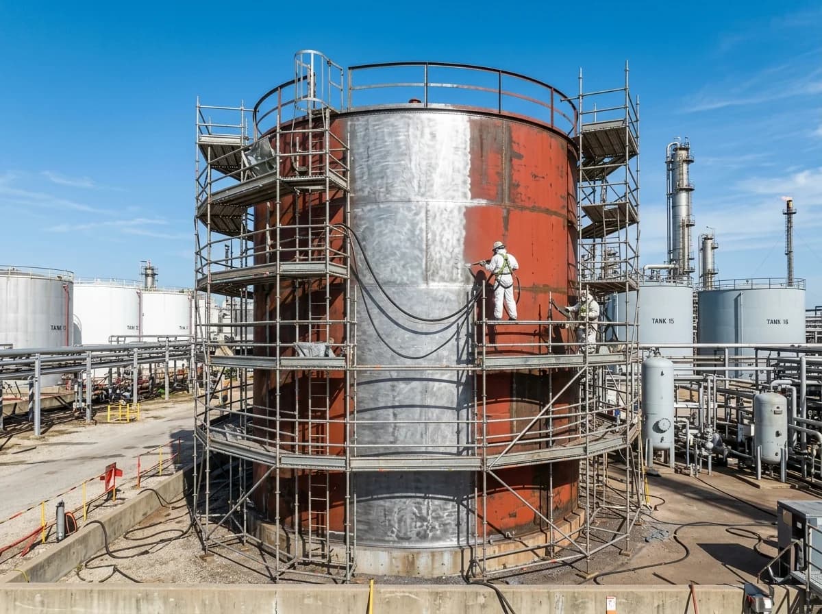 Storage Tank Sandblasting and Painting in Haradh - Tank surface recoating and corrosion treatment
