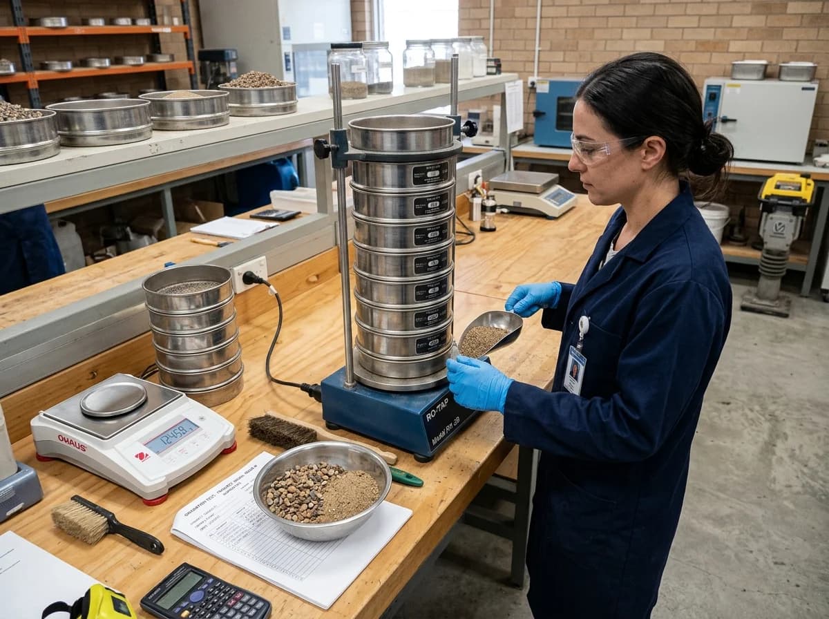 Aggregate and Construction Material Testing in Aujam - Mechanical sieve shaker analysis