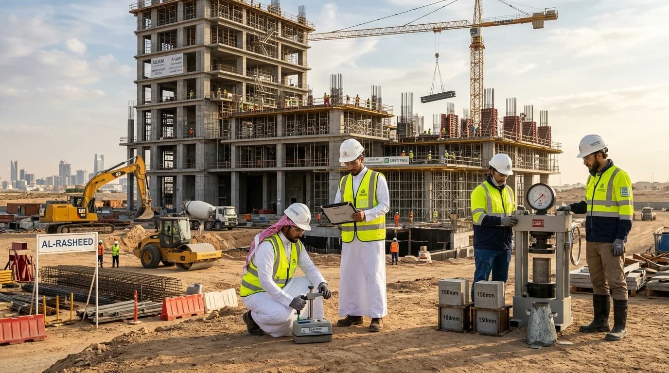 Civil Testing Services in Aujam, Saudi Arabia - Geotechnical and materials testing on construction site